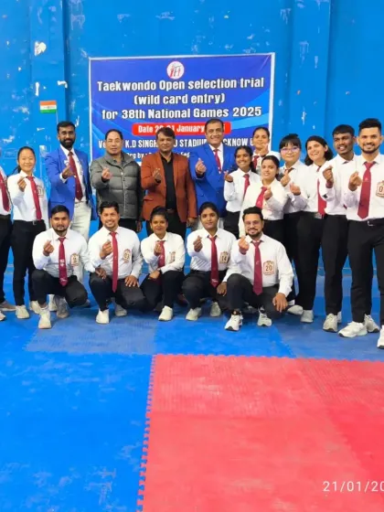 A group photo with fellow officials at the National Games selection trial. We are all dedicated to the sport of taekwondo.