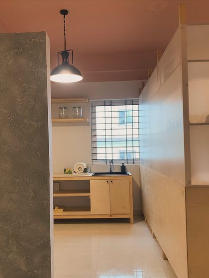 A peek into our pantry and wash up area. It's a functional, clean space that's essential to the pottery process, from washing clay off your hands to grabbing a cup of tea.