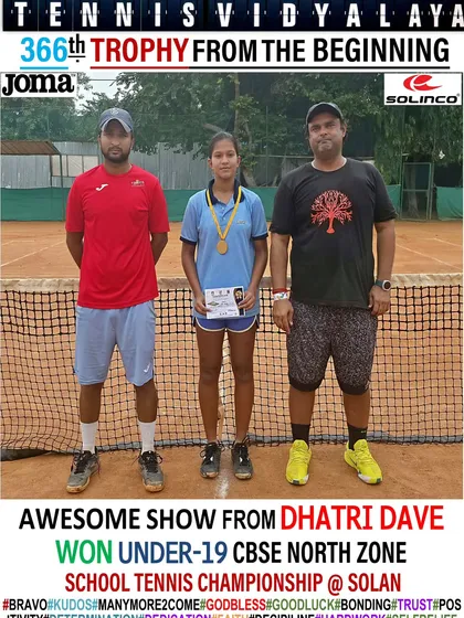 Awesome show from Dhatri Dave, winning the Under-19 CBSE North Zone School Tennis Championship in Solan.