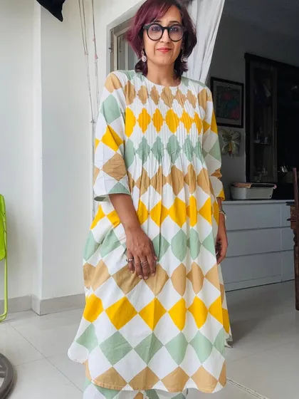 The full view of the kurta set. It's comfortable, stylish, and perfect for a holiday celebration.