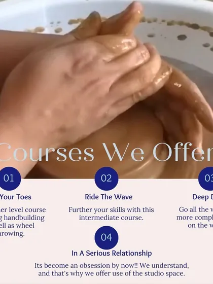 We offer a range of pottery courses designed to meet you where you are. Whether you're a complete beginner or looking for studio space to practice, there's an option for you.