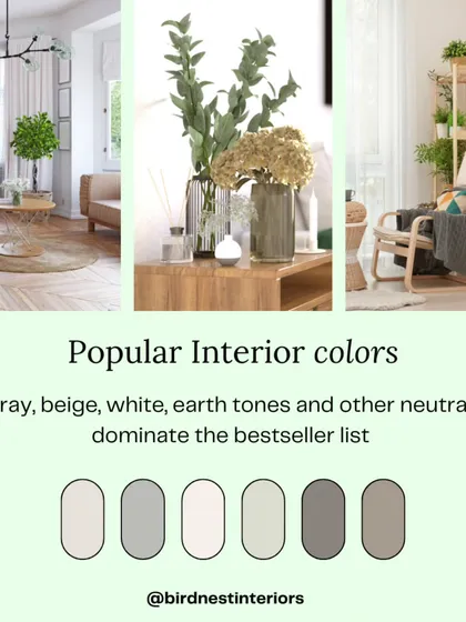 Curious about popular interior colors? Neutrals like gray, beige, white, and earth tones are timeless choices that create a calm and sophisticated base for any design style.
