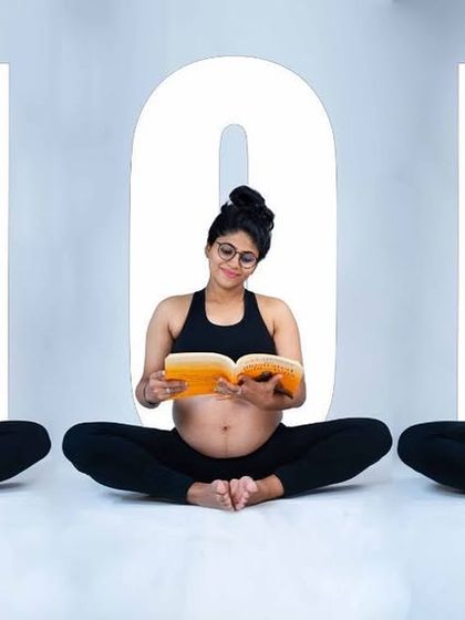 A fun and creative composite image. We combined three different poses of this mom-to-be to spell out the word "MOM," making for a playful and personalized keepsake.