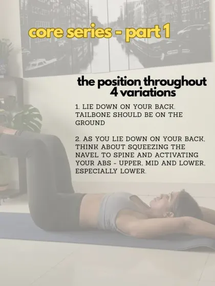 In the first part of our core series, we focus on foundational movements. The key is to lie on your back with your tailbone on the ground, squeezing your navel to your spine to activate your deep core muscles.