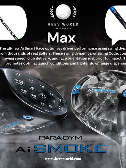 The Callaway Paradym Ai Smoke Max driver uses an AI Smart Face to optimize performance based on the swing dynamics of thousands of real golfers.