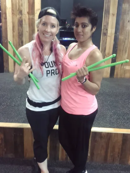 I am a certified Pound Pro Instructor, bringing a different kind of fitness party to you. This is a rockout workout where we become the music using lightly weighted drumsticks. It’s an amazing way to unleash your inner rockstar.