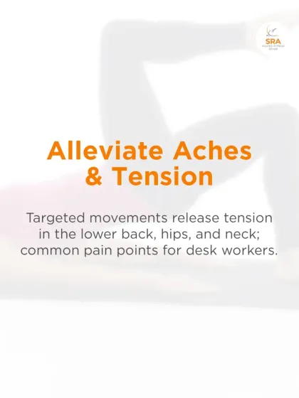 For desk workers, Pilates helps alleviate aches and tension. Our targeted movements release tightness in the lower back, hips, and neck, which are common pain points.