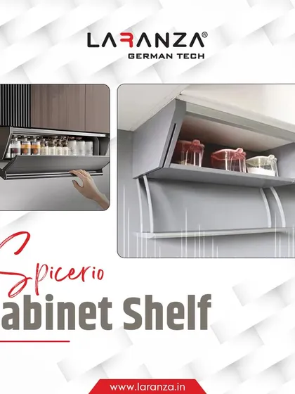 This Spicerio cabinet shelf is a pull-down system that maximizes space and keeps your spices and small jars neatly within reach. It's organization made beautiful.