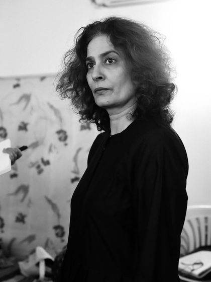 An actor in deep concentration during a costume trial for "The House of Bernarda Alba."