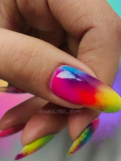 My nails enjoyed Holi this year too! I love how this abstract, multi-colored design turned out.