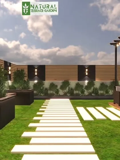Another angle of the Sushant Lok proposal, showing the balance between the green lawn, planters, and the seating areas.