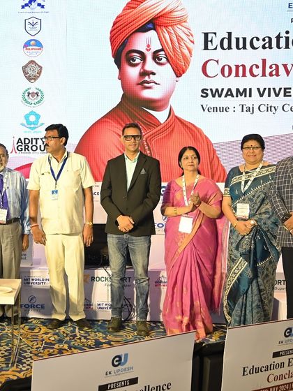 Standing with fellow speakers and organizers at the Education Excellence Conclave. This event, set against the backdrop of Swami Vivekananda's wisdom, was a powerful gathering of minds dedicated to improving K12 education in India.