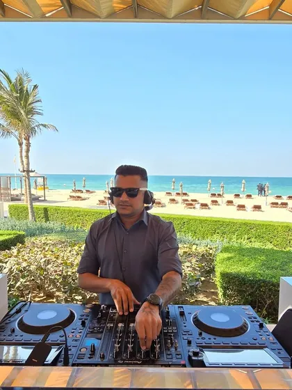 A stunning view from my DJ booth at the Oberoi Ajman in Dubai. Playing for a 60th birthday celebration with the beach as our backdrop.