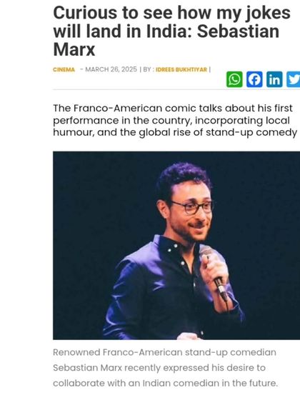 A media feature on Sebastian Marx's desire to collaborate with an Indian comedian. Our platform fosters cross-cultural artistic dialogues and collaborations.