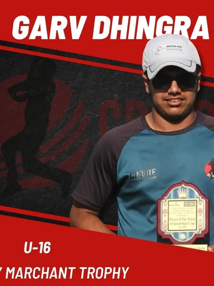 Garv Dhingra, another one of our dedicated players, who played in the U-16 Vijay Merchant Trophy.