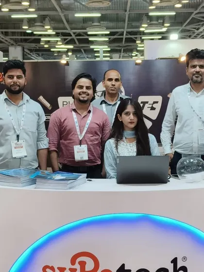 Our front-desk team at the UP International Trade Show, ready to welcome visitors and introduce them to the world of Syrotech.