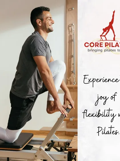 Pilates is for everyone. We welcome clients of all genders and fitness levels, creating a space where everyone can work towards their personal wellness goals. This client is enjoying a deep stretch on the reformer, improving flexibility and releasing tension.