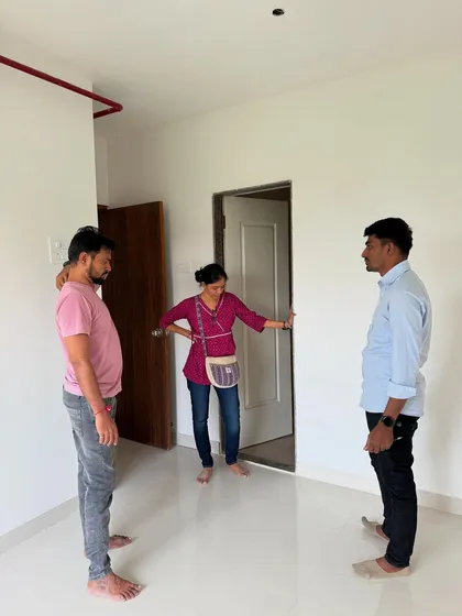An initial meeting with clients in their empty flat. We discuss possibilities, requirements, and the overall vision for their future home.