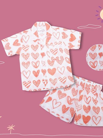 Our red heart print co-ord set for boys, perfect for staying cool and stylish during the summer.