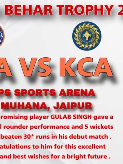 A fantastic debut performance by our promising player Gulab Singh in the Cooch Behar Trophy. He gave a tremendous all-rounder performance, taking 5 wickets and scoring an unbeaten 30 runs.