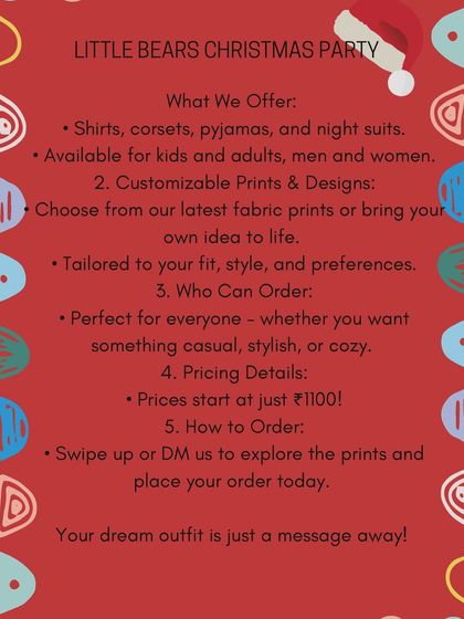 Your dream Christmas outfit is just a message away! This graphic explains how you can order custom shirts, pajamas, and night suits for the whole family.