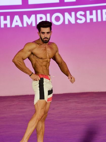 Classic pose on stage.