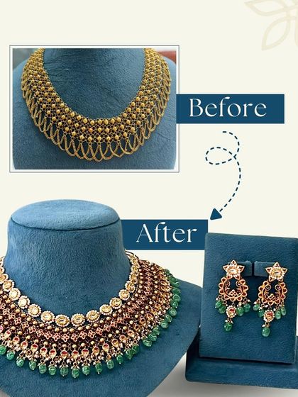 This was once a single kamarpatta, which was split between two daughters-in-law. We took one half and transformed it into two exquisite, detachable haars, preserving the memory while creating something entirely new and wearable.