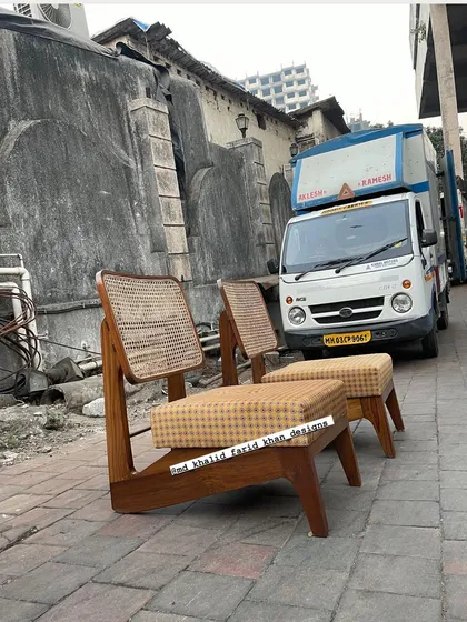 A side-angle shot of the chairs being loaded.