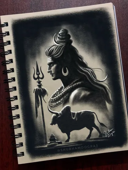 This charcoal drawing of Lord Shiva is a great example of the depth and emotion we can achieve with this medium. In my classes, I teach the techniques for creating such powerful, high-contrast sketches.