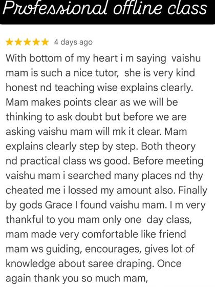 A heartfelt review from a student who found me after a bad experience elsewhere and appreciated my clear, step-by-step teaching.