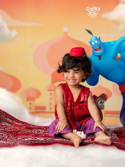 Above the clouds, where dreams meet reality. Our little Aladdin is flying high on his magic carpet.