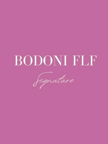 Font choice can make or break a design. Here we pair the classic, elegant Bodoni FLF with a flowing Signature script font. This combination is perfect for luxury, fashion, or beauty brands seeking a sophisticated feel.
