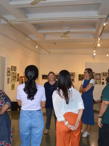 Clare Arni speaking to the MAP team during their visit.