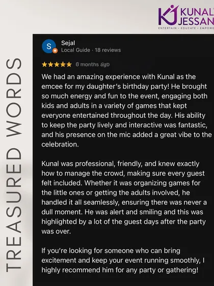 This review from a client whose daughter's 8th birthday I hosted says it all. From pool games for the kids to challenges for the adults, it was a day of non-stop fun for the whole family.