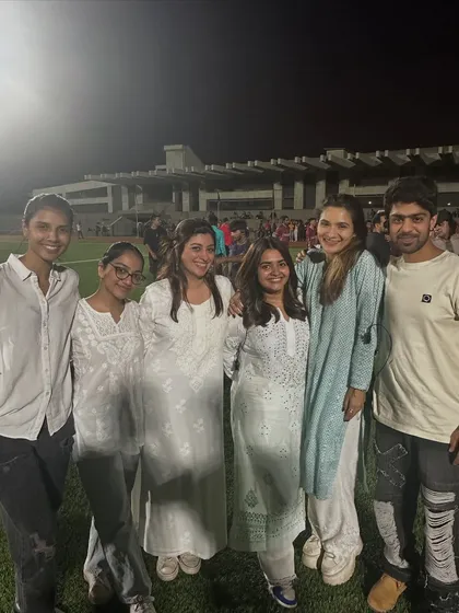 The cast and crew in all-white on the 'Nadaaniyan' set. These are the memories I cherish from every project.