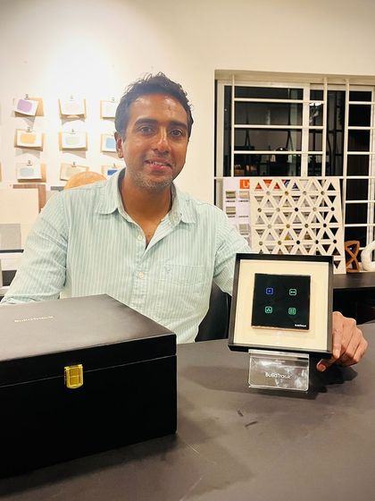 Smart technology for smart designs. Here is Director Akhilesh Baldota of Creative Geometry in Bangalore with one of our WiFi Keypads, ready to integrate into his next project.