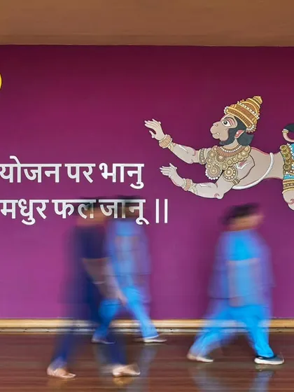 We believe in weaving local culture into our architecture. This vibrant mural, depicting a scene from the Hanuman Chalisa, brings color and storytelling into the corridors of the JSW Sanjeevani Hospital, creating a welcoming and culturally rooted atmosphere for patients and staff.