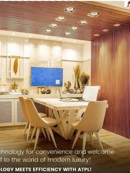 Welcome to the world of modern luxury. This elegant office space uses technology for convenience, with automated lighting that adjusts to the time of day, enhancing productivity and comfort.