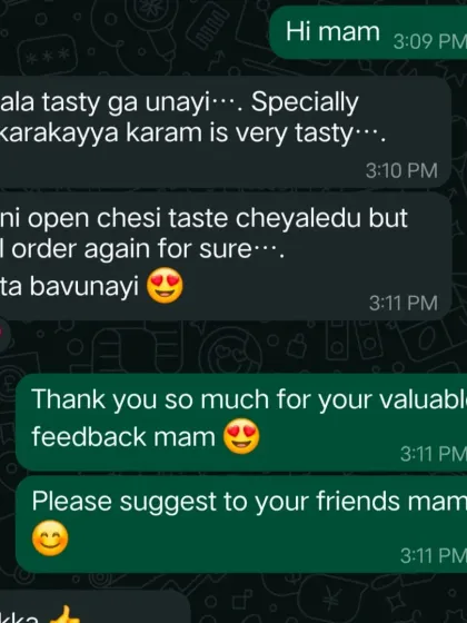 I am so glad to hear the Kakarakaya Karam is a hit. It's one of my specialties, and I work hard to make sure the taste is just right, not too bitter.