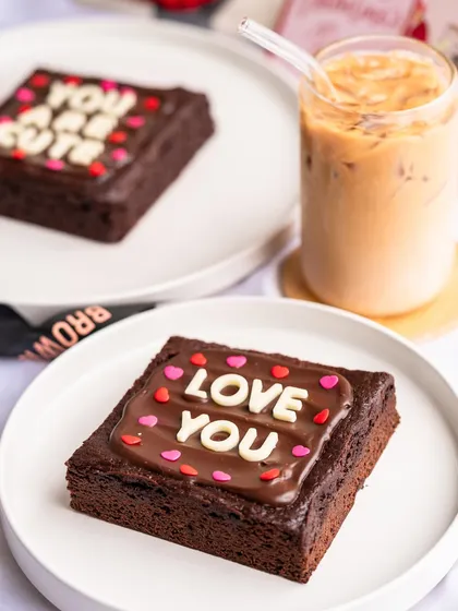Our special Valentine's Day brownies with "Love You" and "You Are Cute" messages are a sweet way to express your feelings.