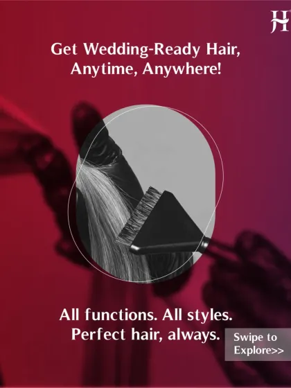 We provide wedding-ready hair services for all functions, anytime and anywhere. This image, showing a stylist applying colour, represents our commitment to delivering perfect hair for every part of the celebration.