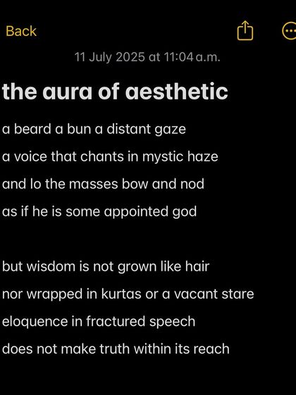 The aura of aesthetic: a beard, a bun, a distant gaze. But wisdom is not grown like hair.
