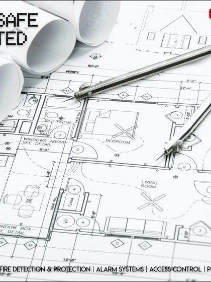 Every project begins with meticulous planning. We work directly with architects and designers from the ground up, as shown by these blueprints, to ensure all security systems are seamlessly integrated into your building's design.