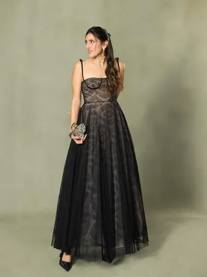 A full-length shot of the Giambattista Valli gown, a perfect rental for a black-tie event or a formal wedding.