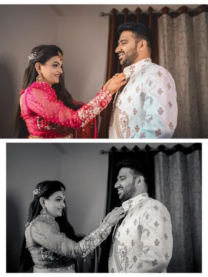 A heartwarming getting ready moment. The groom's sister helps him with his collar, a small gesture of love and support that we were happy to capture.