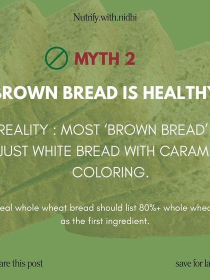 Myth: Brown bread is always healthy. Reality: Most are just white bread with caramel coloring. I teach you how to read the label to find a true whole-wheat option.
