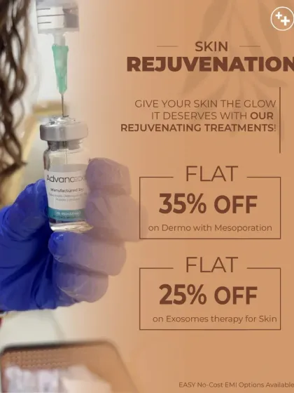 Give your skin the glow it deserves with our rejuvenating treatments. We are offering special discounts on Dermo with Mesoporation and Exosomes therapy for skin.