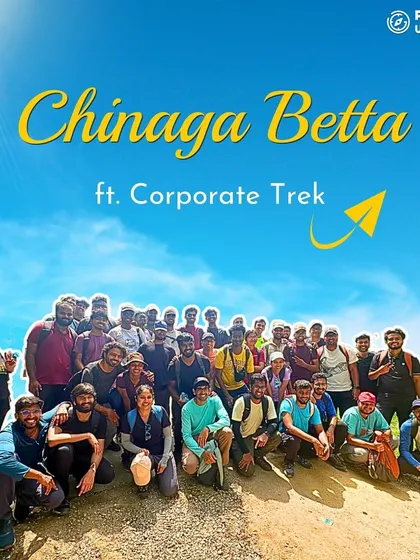 A graphic showcasing our corporate trek to Chinaga Betta, setting the stage for a series of positive reviews from the team.