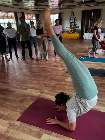 The journey into advanced asanas like Vrischikasana (Scorpion Pose) is one of patience, strength, and discipline. In our 300-Hour course, we guide you safely into these challenging postures.