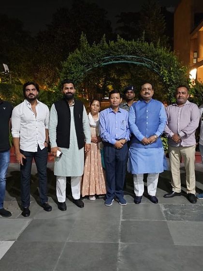 A group photograph after a productive evening with JDU leader Qamar Alam and his team at the IICC in New Delhi.